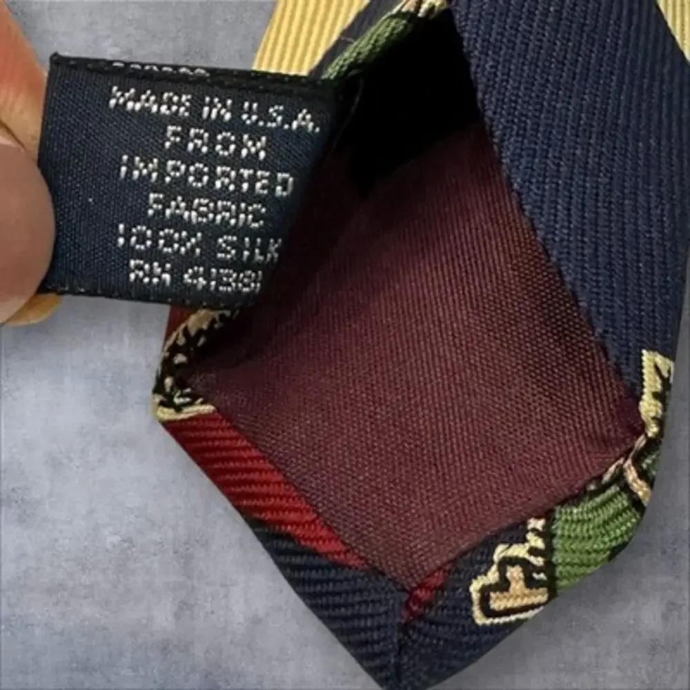 Handmade Vintage Polo By Ralph‎ Lauren 3.75” Neck Tie Red/Blue/Cream Color Block